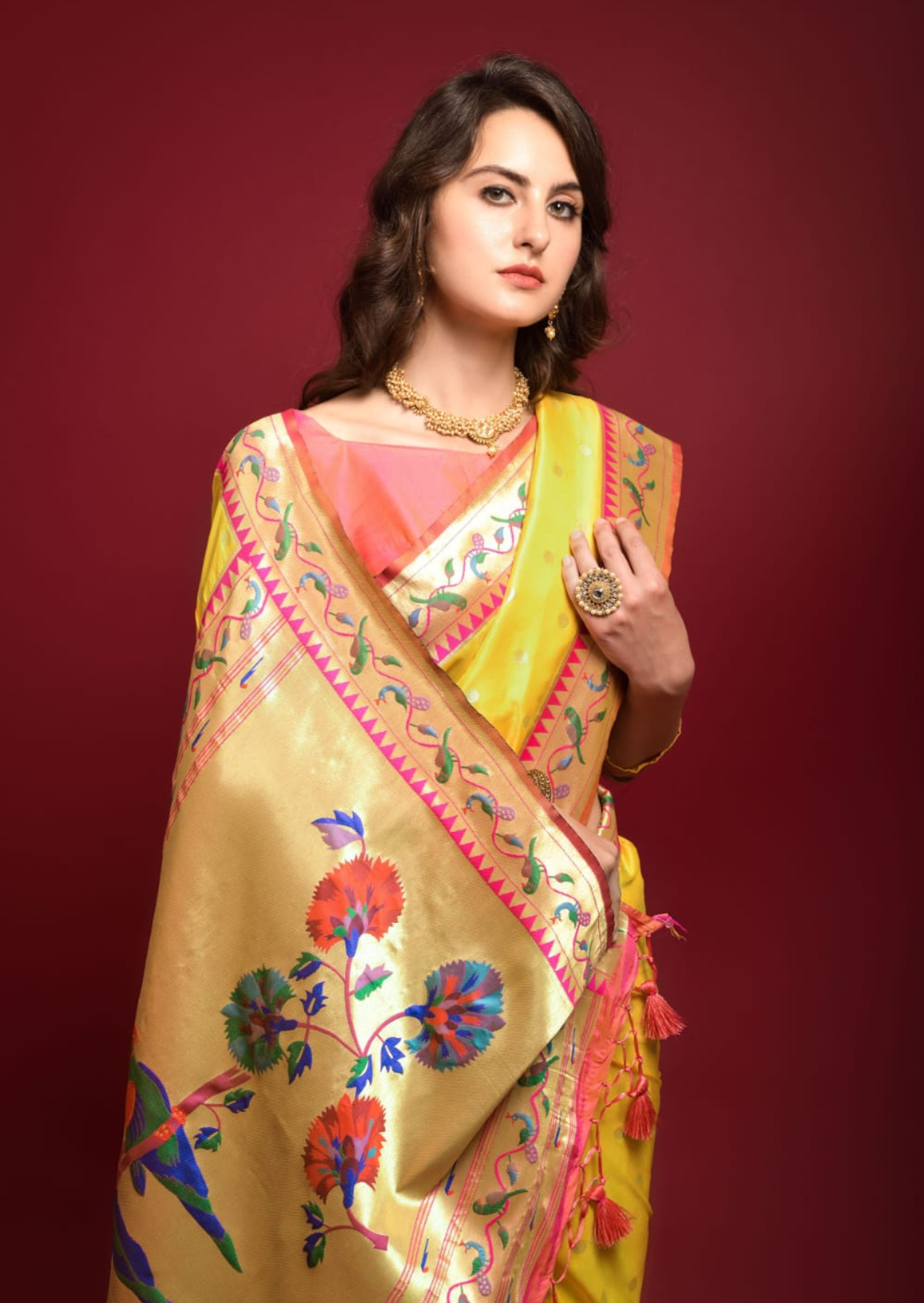 Paithani Silk Butta - Yellow