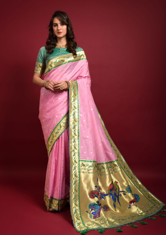 Paithani Silk Butta - Light Pink