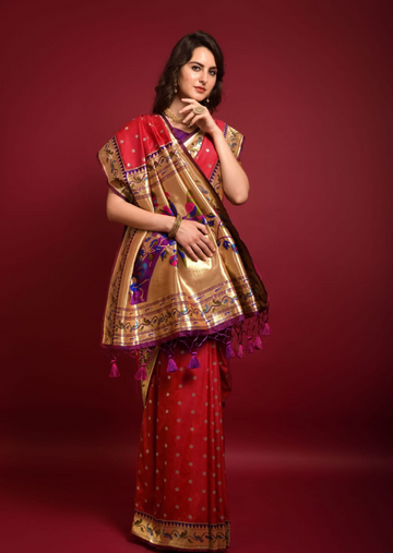 Paithani Silk Butta - Red