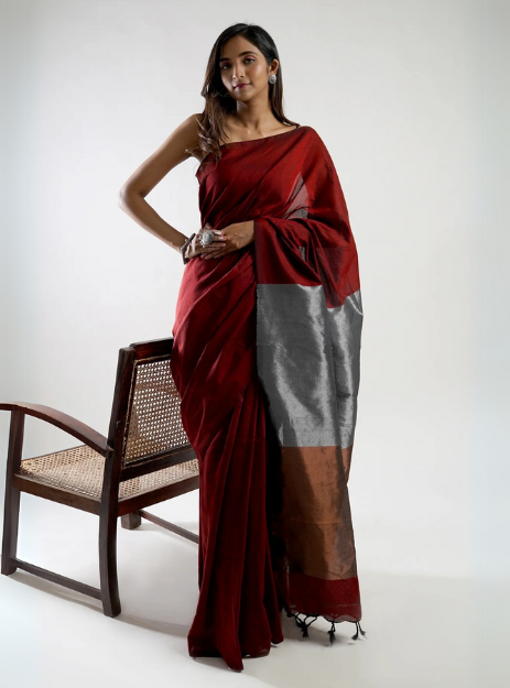Kesa - Khadi Cotton Silk Saree with Zari Tissue Pallu