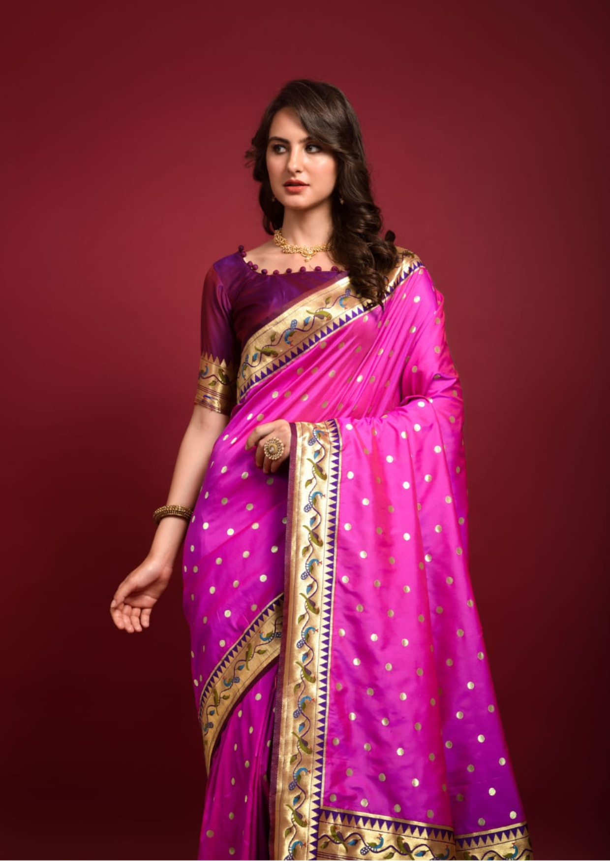 Paithani Silk Butta -  Pink