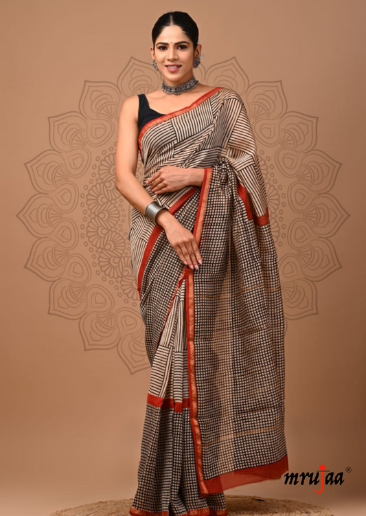Chavi - Chanderi Cotton Silk Saree-  Dove Gray