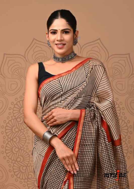 Chavi - Chanderi Cotton Silk Saree-  Dove Gray