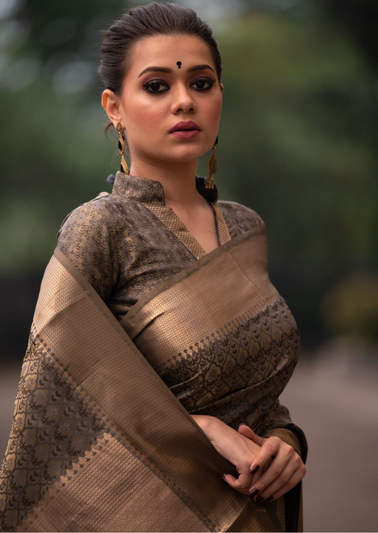 Banarasi Silk Tanchoi - Mocha Affair