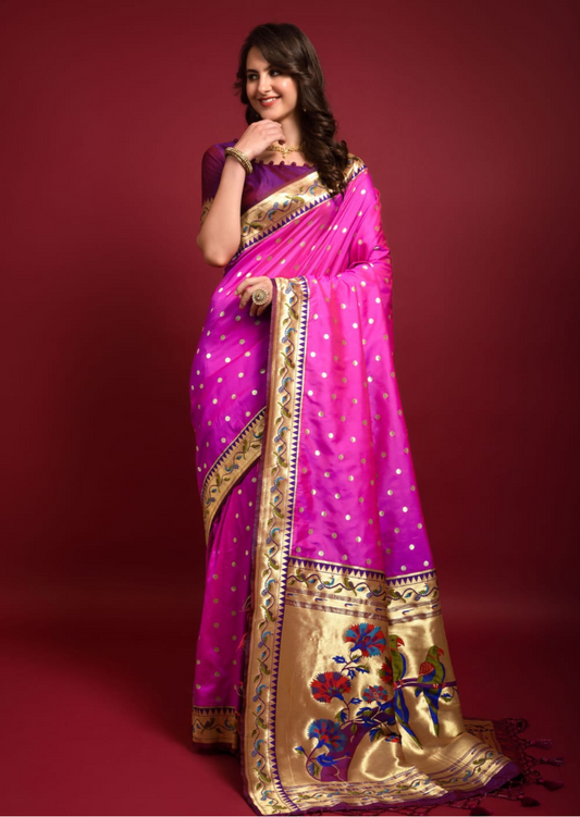 Paithani Silk Butta -  Pink