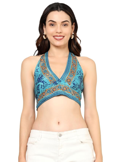 Halter Neck Blouse - Light Blue