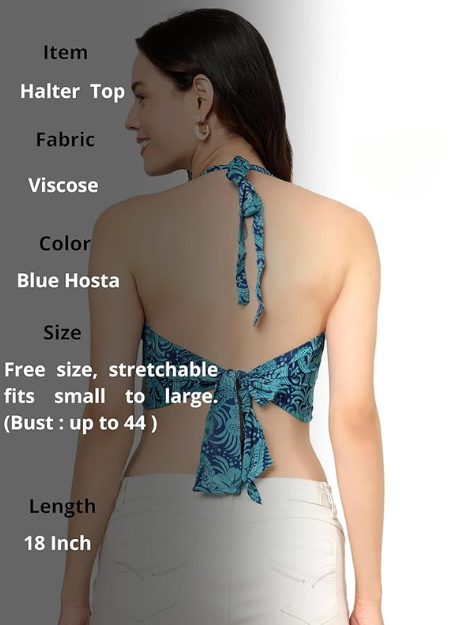 Halter Neck Blouse - Light Blue