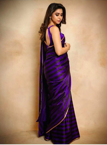 Handwoven Chanderi Tissue Silk Saree - Lavender