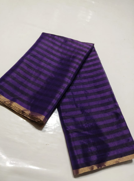 Handwoven Chanderi Tissue Silk Saree - Lavender