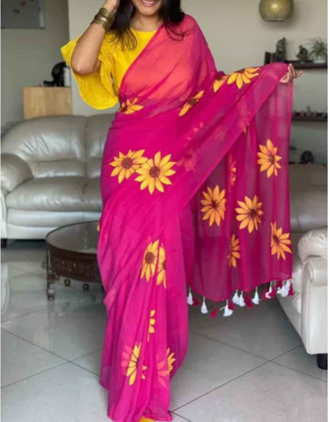 Isadoralife ready to wear saree block printed mulmul cotton