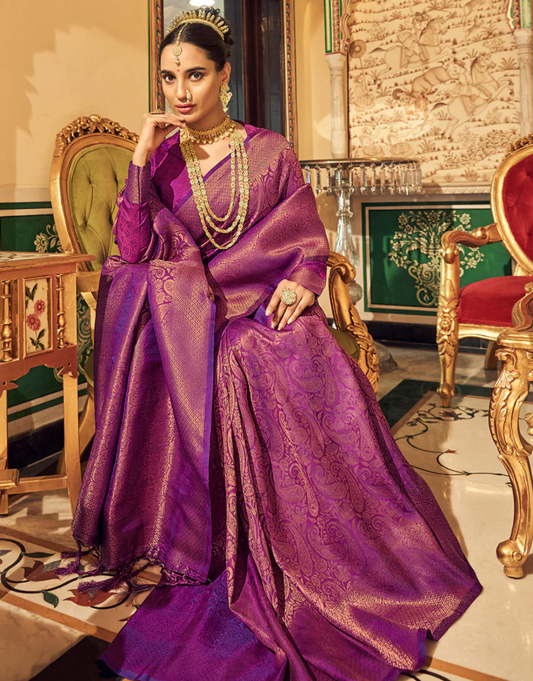 Purple Red Kanchipuram saree! - mrujaa