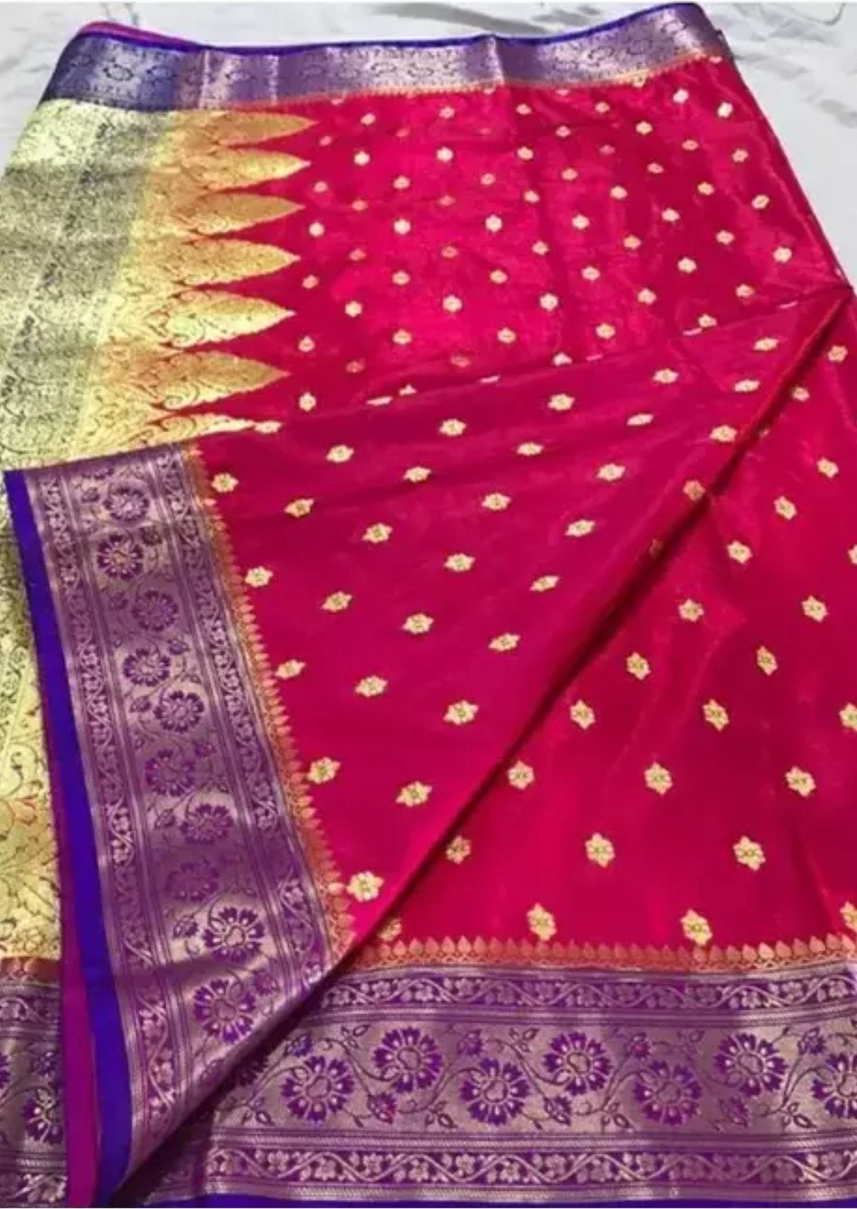 Banarasi Katan Silk Saree- Rani Pink - mrujaa