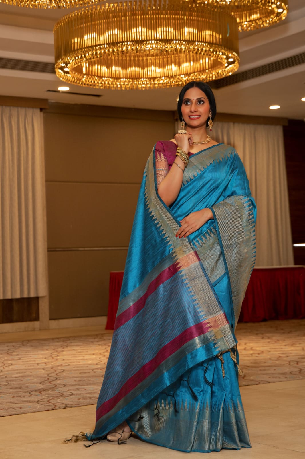 Classic Raw Silk Sarees -Firozi - mrujaa