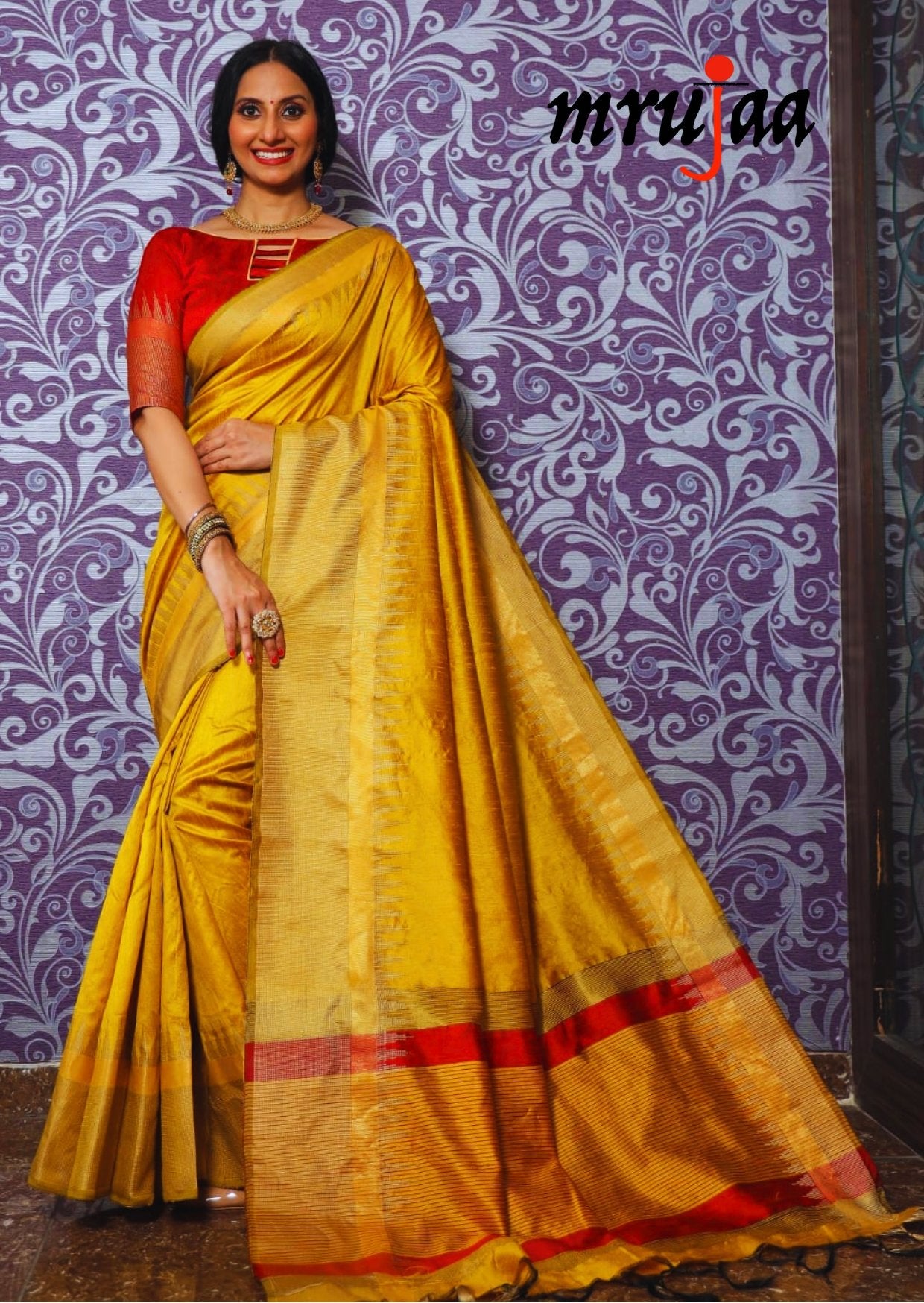 Classic Raw Silk Sarees _Golden - mrujaa