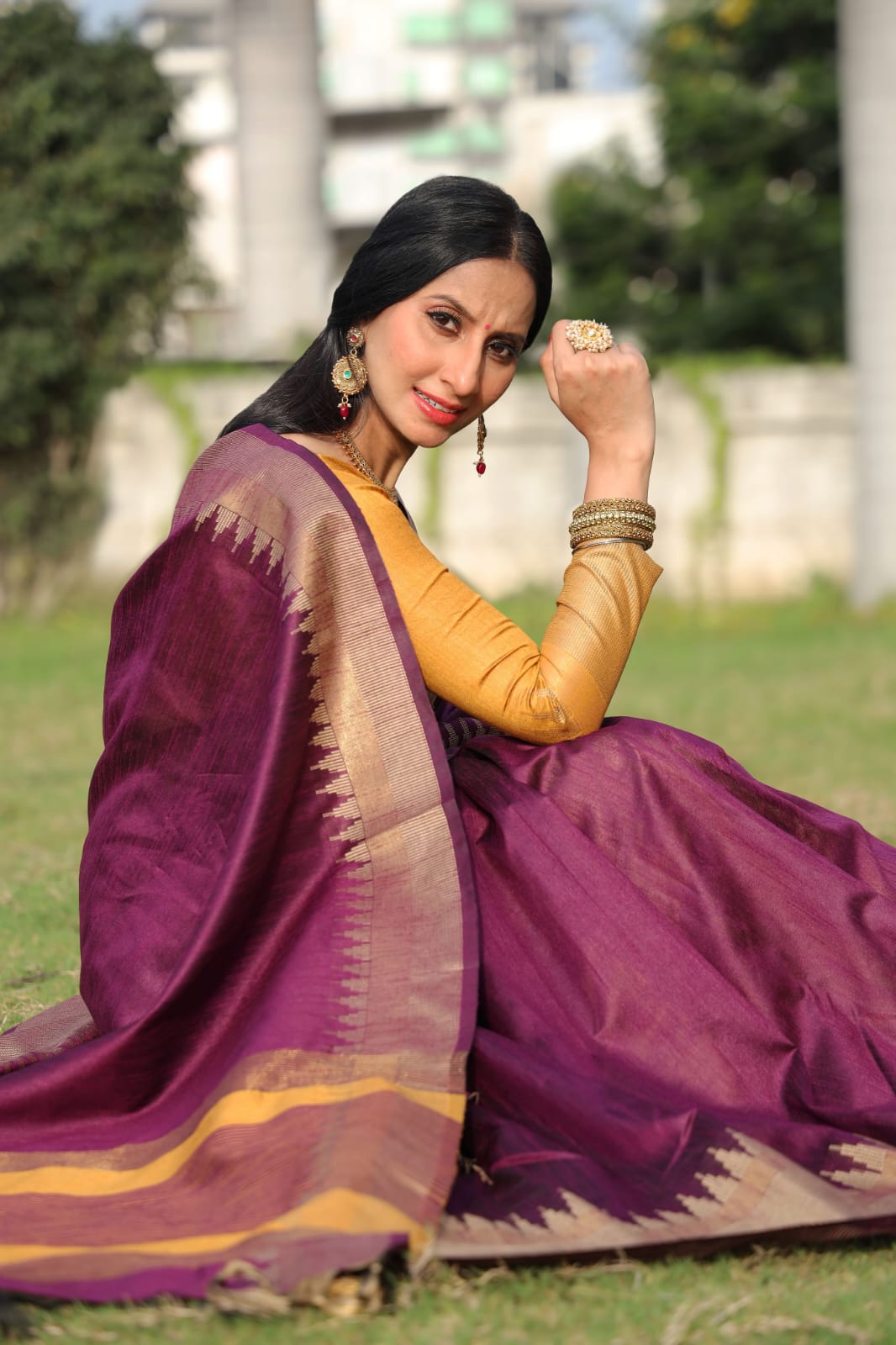 Classic Raw Silk Sarees-Wine - mrujaa