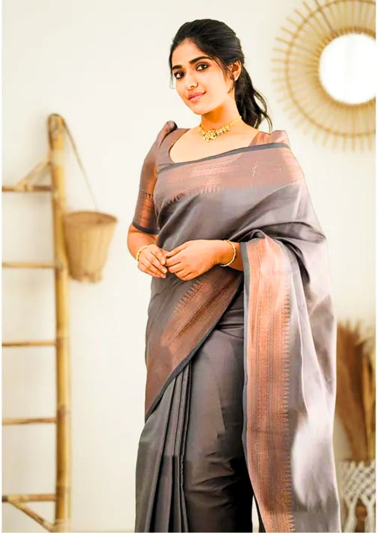 Dove Grey Kanchipuram saree! - mrujaa