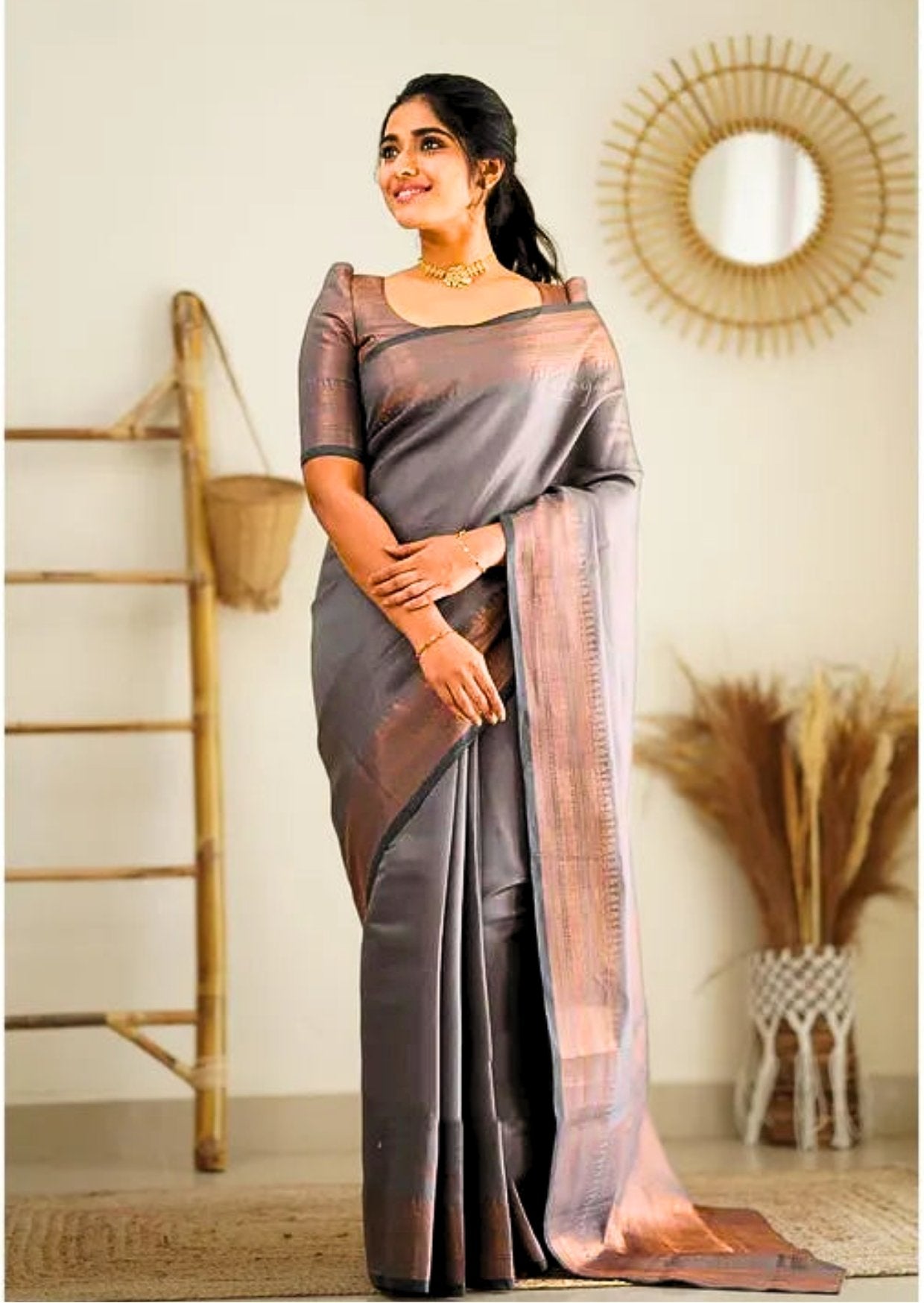 Dove Grey Kanchipuram saree! - mrujaa